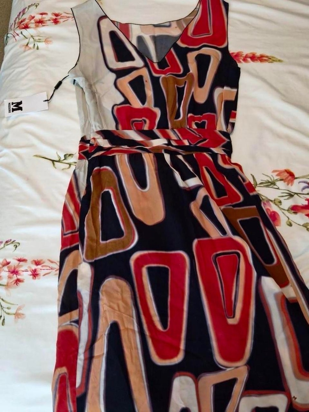 Missoni Sleeveless Midi Dress in Red, Black, Tan, Cream